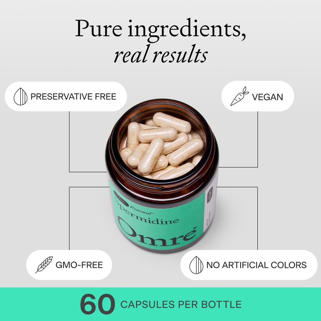Two capsules per serving graphic illustrating simple daily dosing with OMRE.