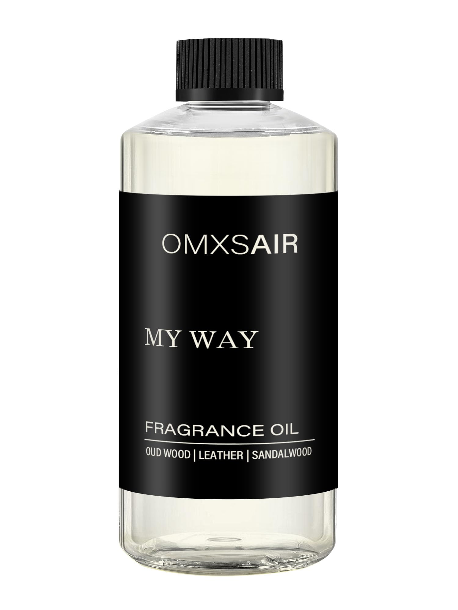 omxsair My Way bottle pour highlights premium diffuser oil for long-lasting fragrance.