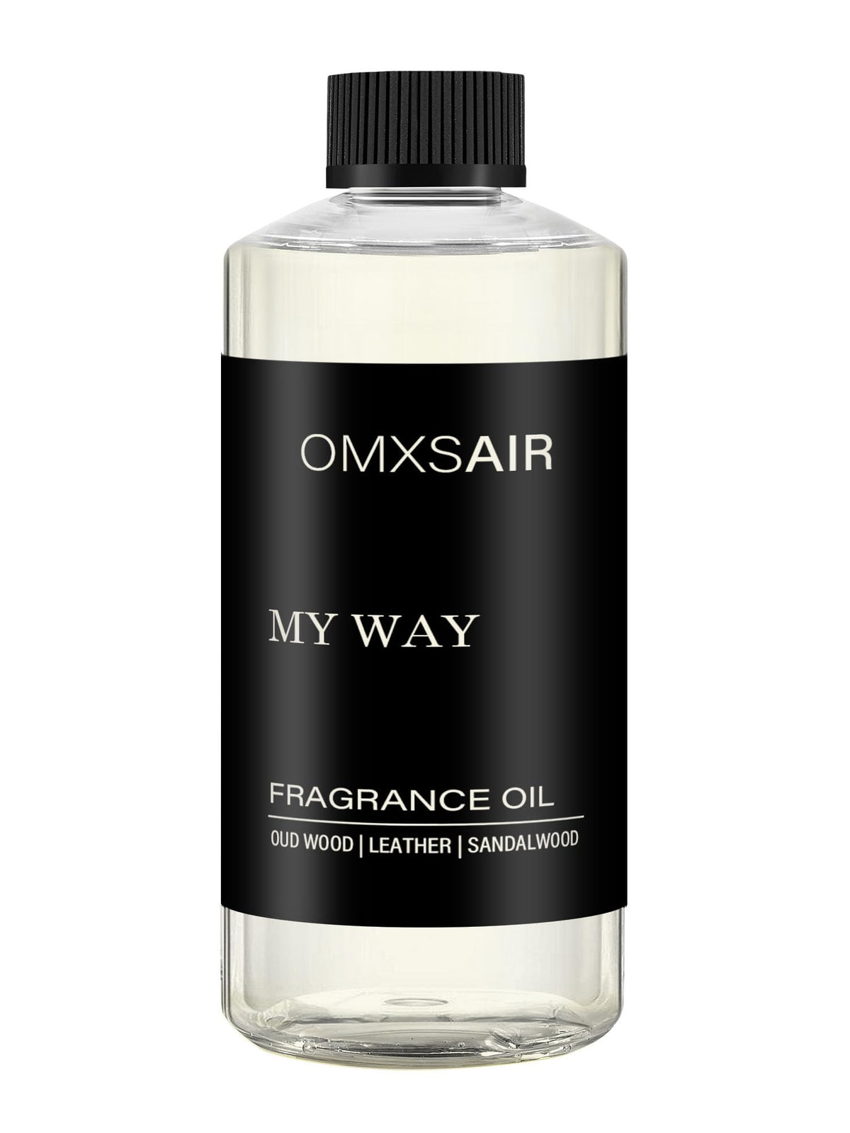 omxsair My Way bottle pour highlights premium diffuser oil for long-lasting fragrance.