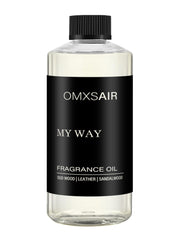 omxsair My Way bottle pour highlights premium diffuser oil for long-lasting fragrance.