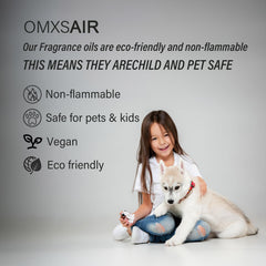 Omxsair W Magic diffuser oil natural ingredients label highlighting eco-friendly scent.