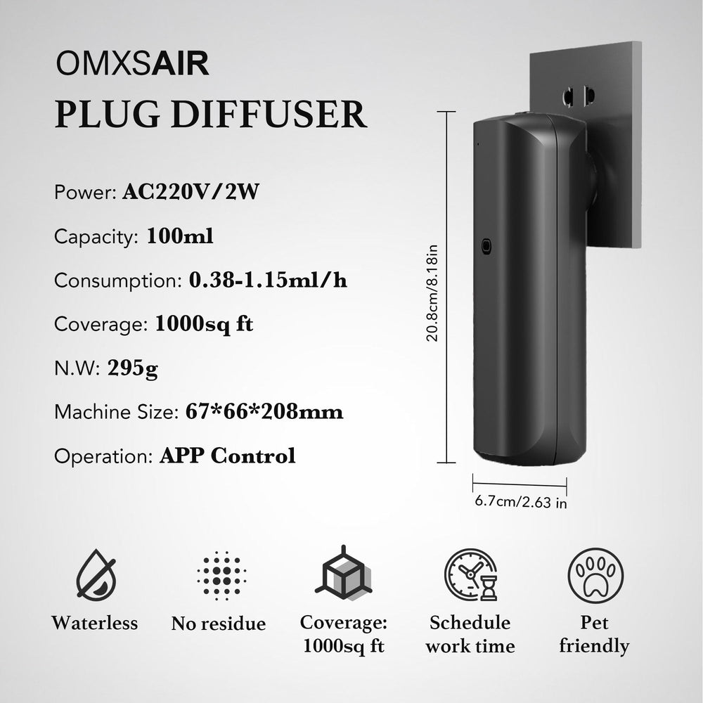 omxsair app control screen demonstrates Bluetooth setup for easy fragrance customization