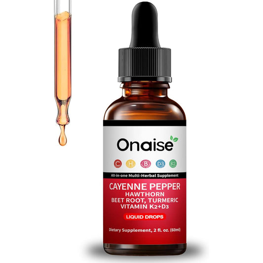 ONAIS Cayenne Pepper Liquid Drops bottle for quick, convenient daily use.