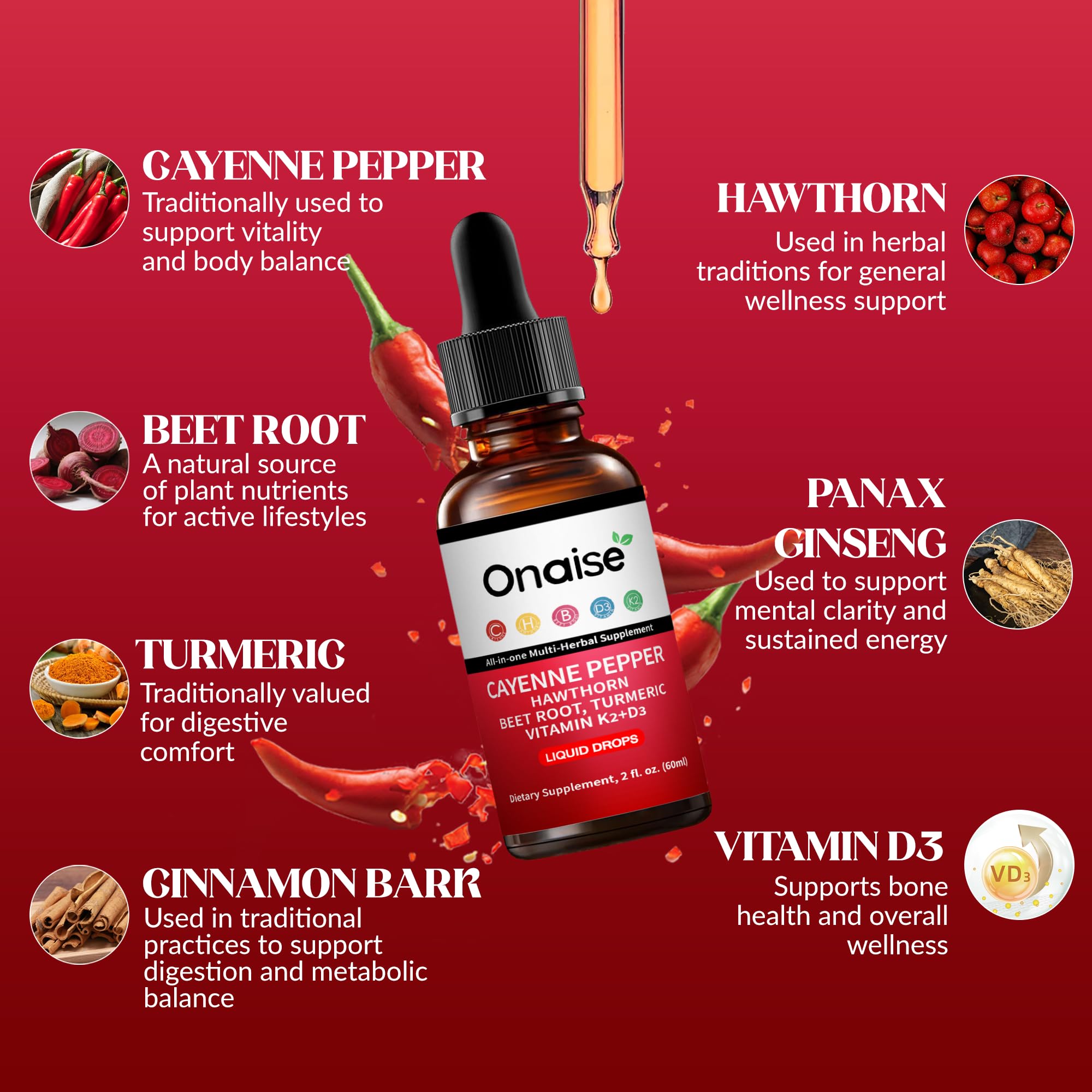 ONAISE Hawthorn berries - natural berry blend for daily cardiovascular balance.