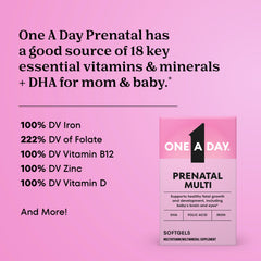 One A Day Prenatal folic acid capsule close-up for folate support.