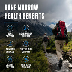 One Earth Health bone marrow supplement label shows NZ pasture origins.