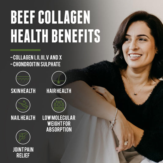 One Earth Health collagen scoop ready to mix into beverages.