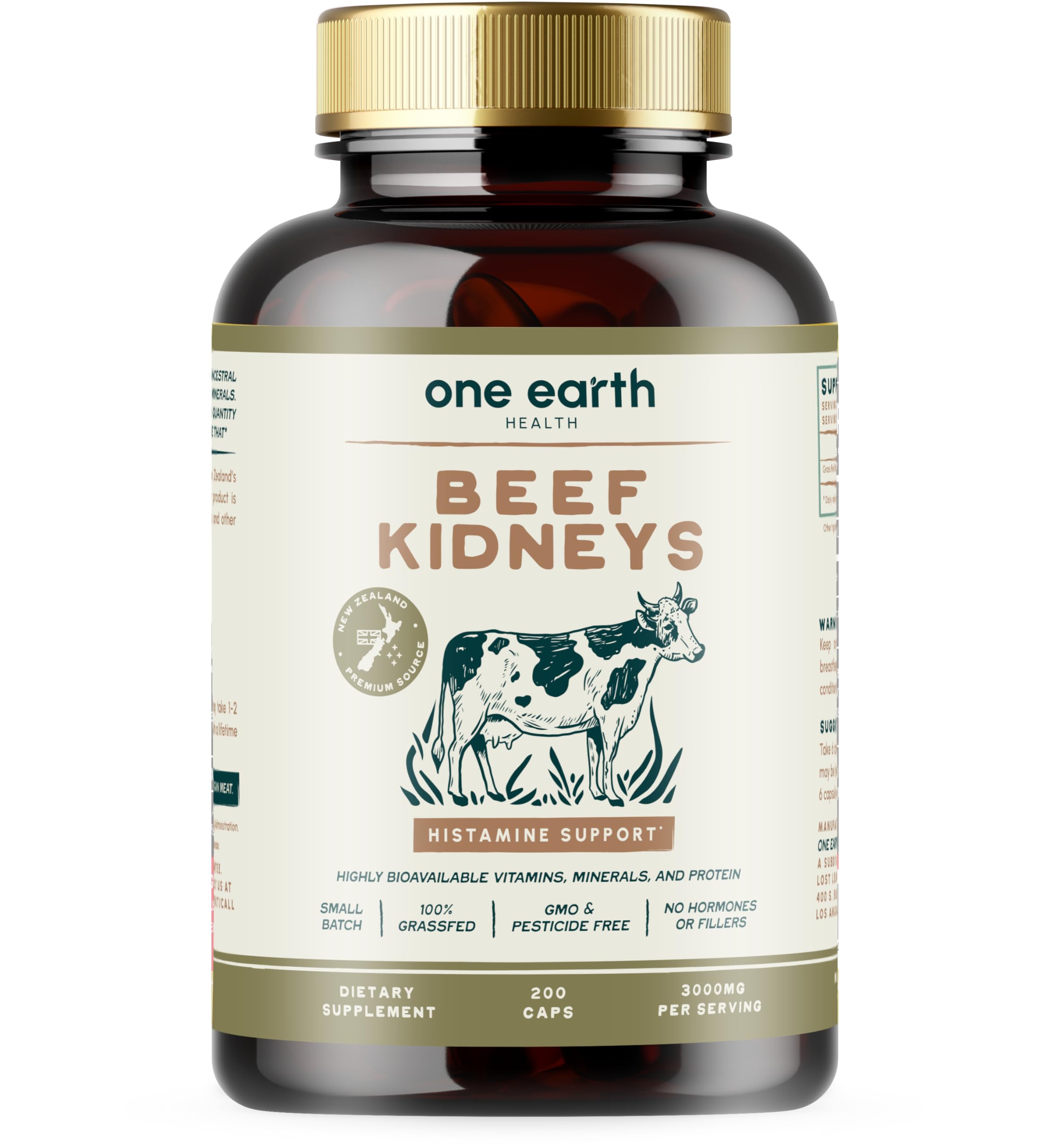 One Earth Health grass-fed beef kidney bottle ready for kidney support