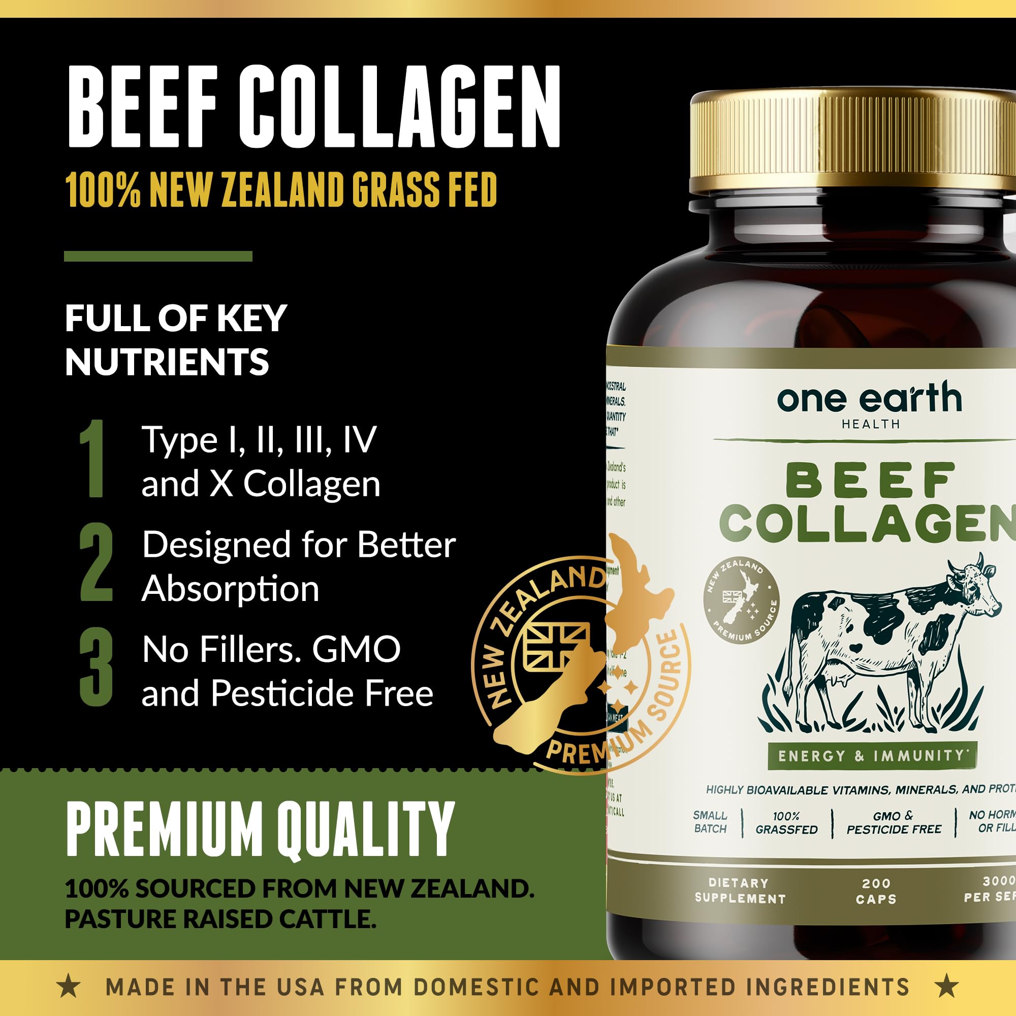 NZ-sourced collagen from pasture-raised cattle.