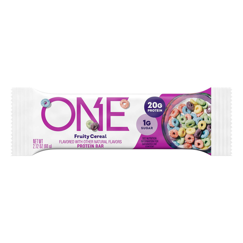 ONE Fruity Cereal protein bar in gym bag after a workout