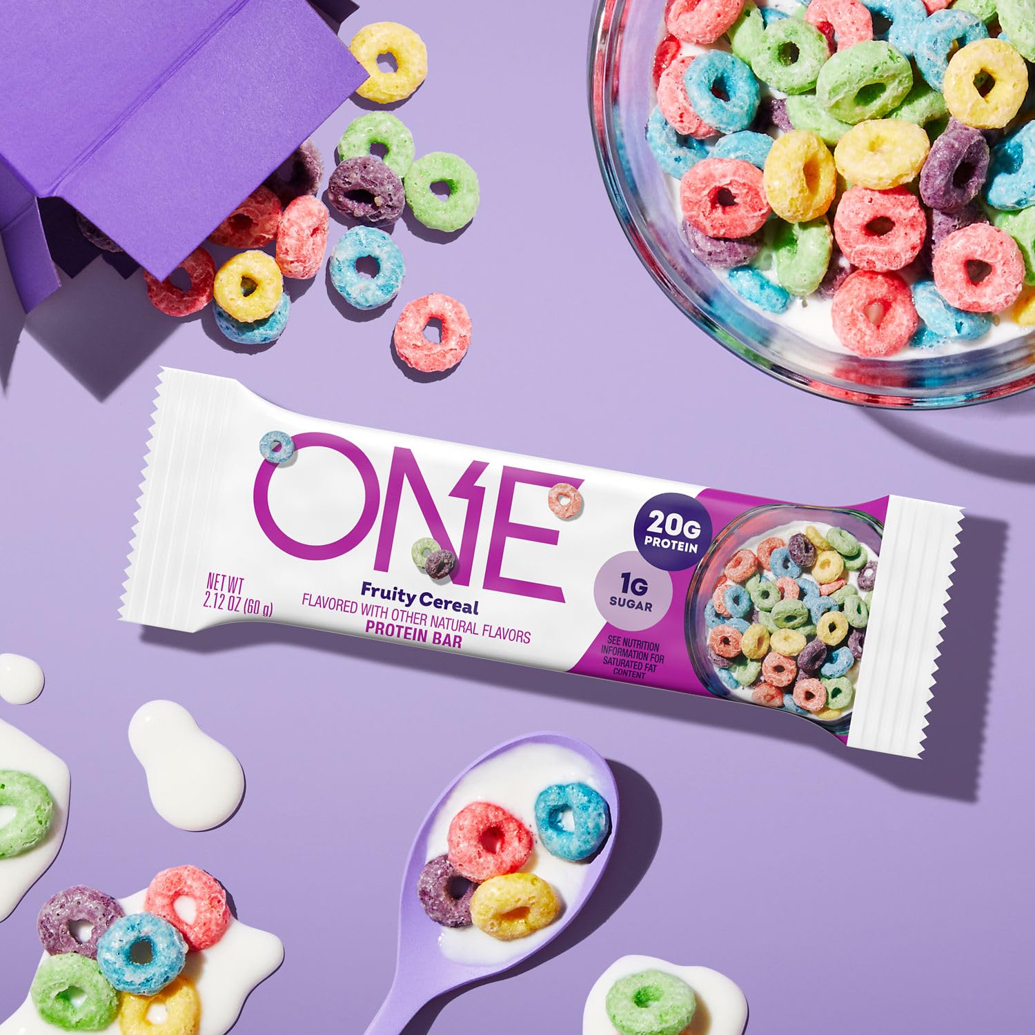 ONE Fruity Cereal protein bar wrapped and ready to grab on the go