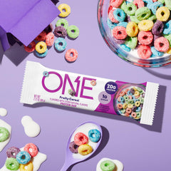 ONE Fruity Cereal protein bar wrapped and ready to grab on the go