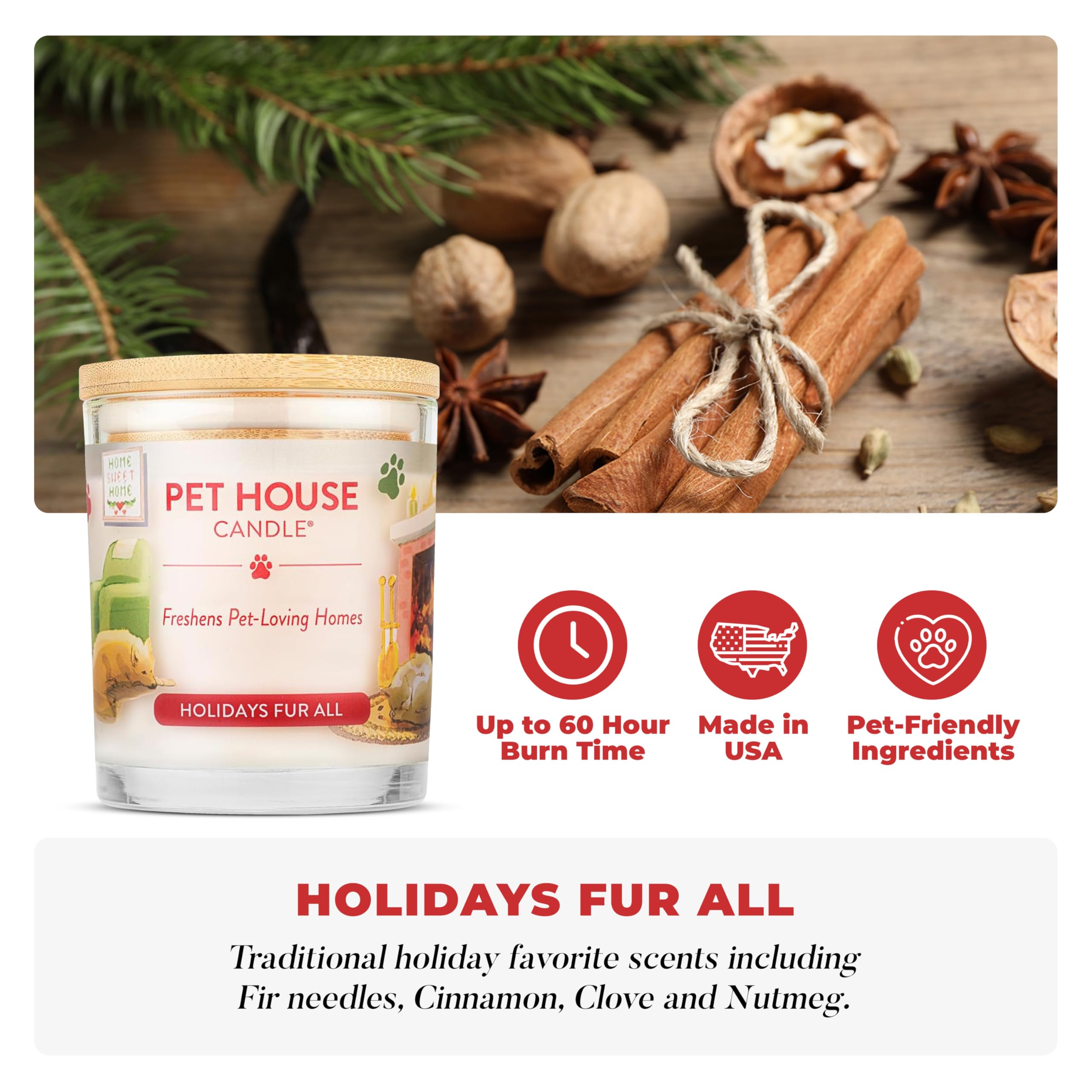 Close-up of One Fur All plant-based soy wax candle with clean burn.