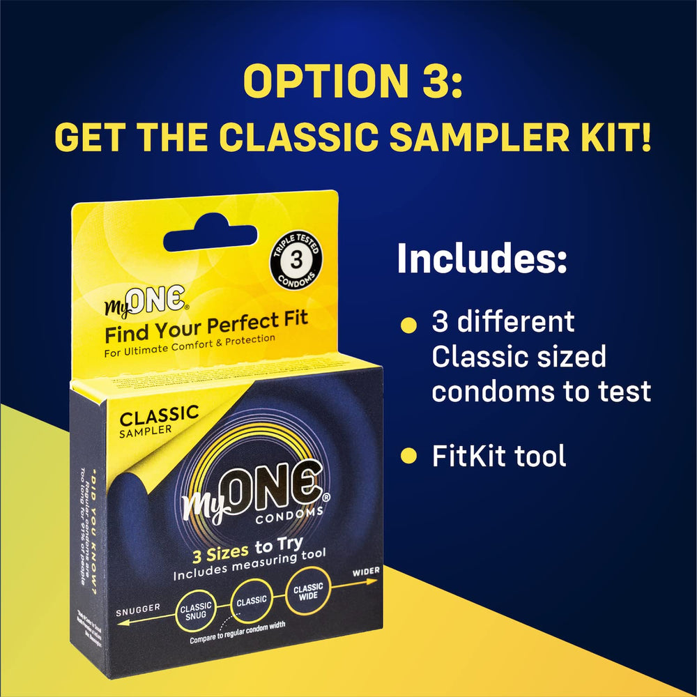 MyONE Custom Fit Classic Sampler shows all widths with measurement tool.
