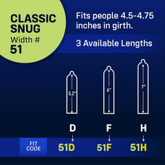 MyONE Custom Fit Classic Snug 51 measurement guide demonstrates easy sizing.