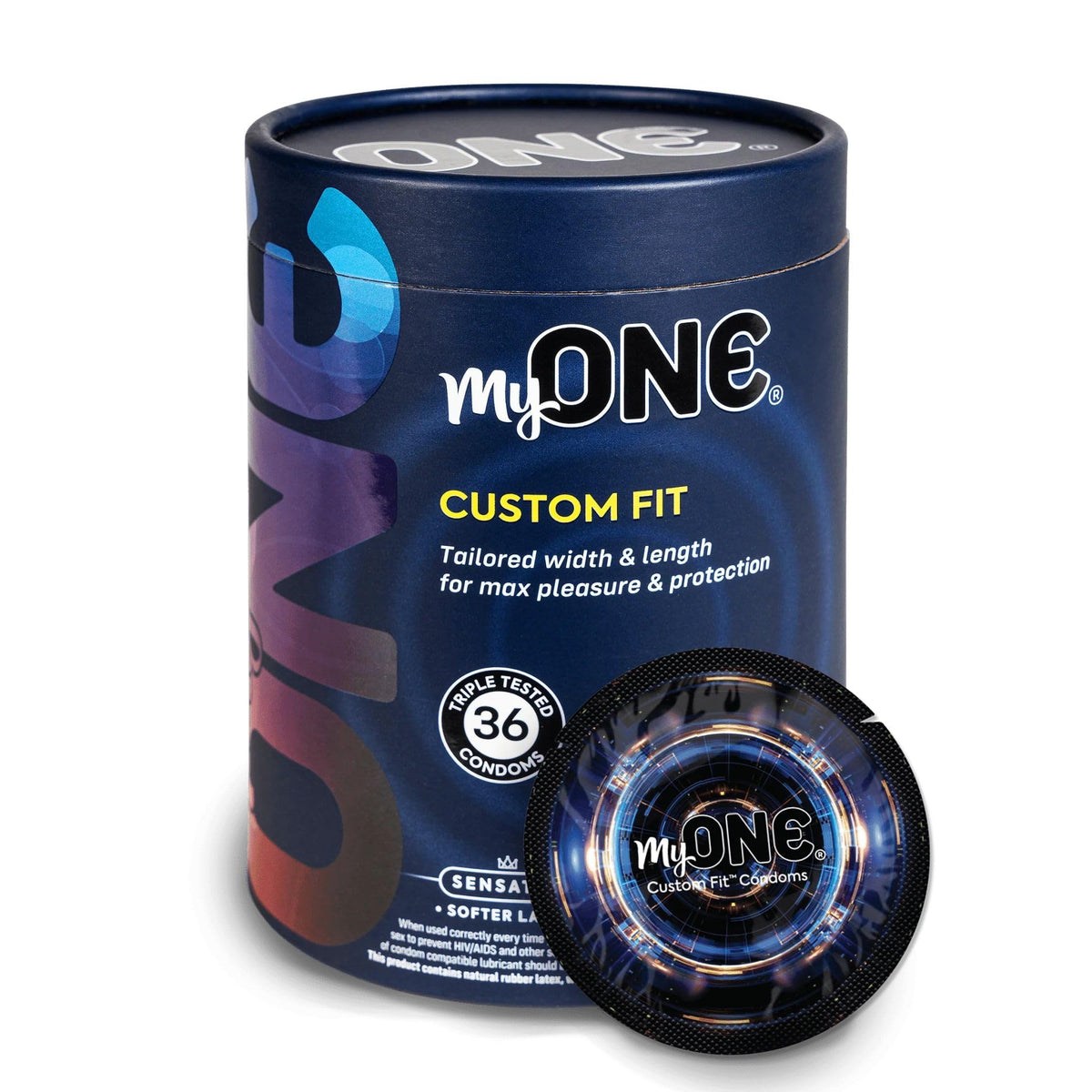 MyONE Custom Fit Classic Snug 51 packaging promotes discreet sizing for confidence.