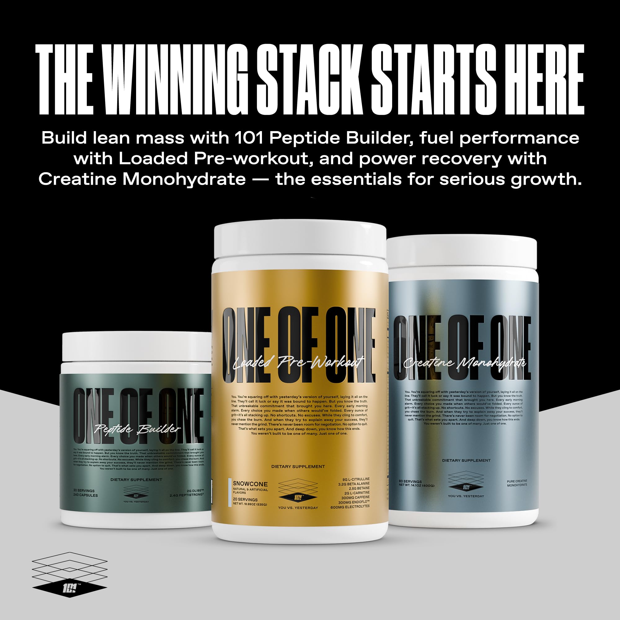 Athlete using ONE OF ONE Peptide Builder after training to support performance.