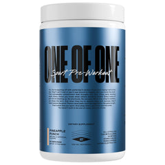 ONE OF ONE Sport pineapple punch powder tub ready for a pre-workout energy boost.