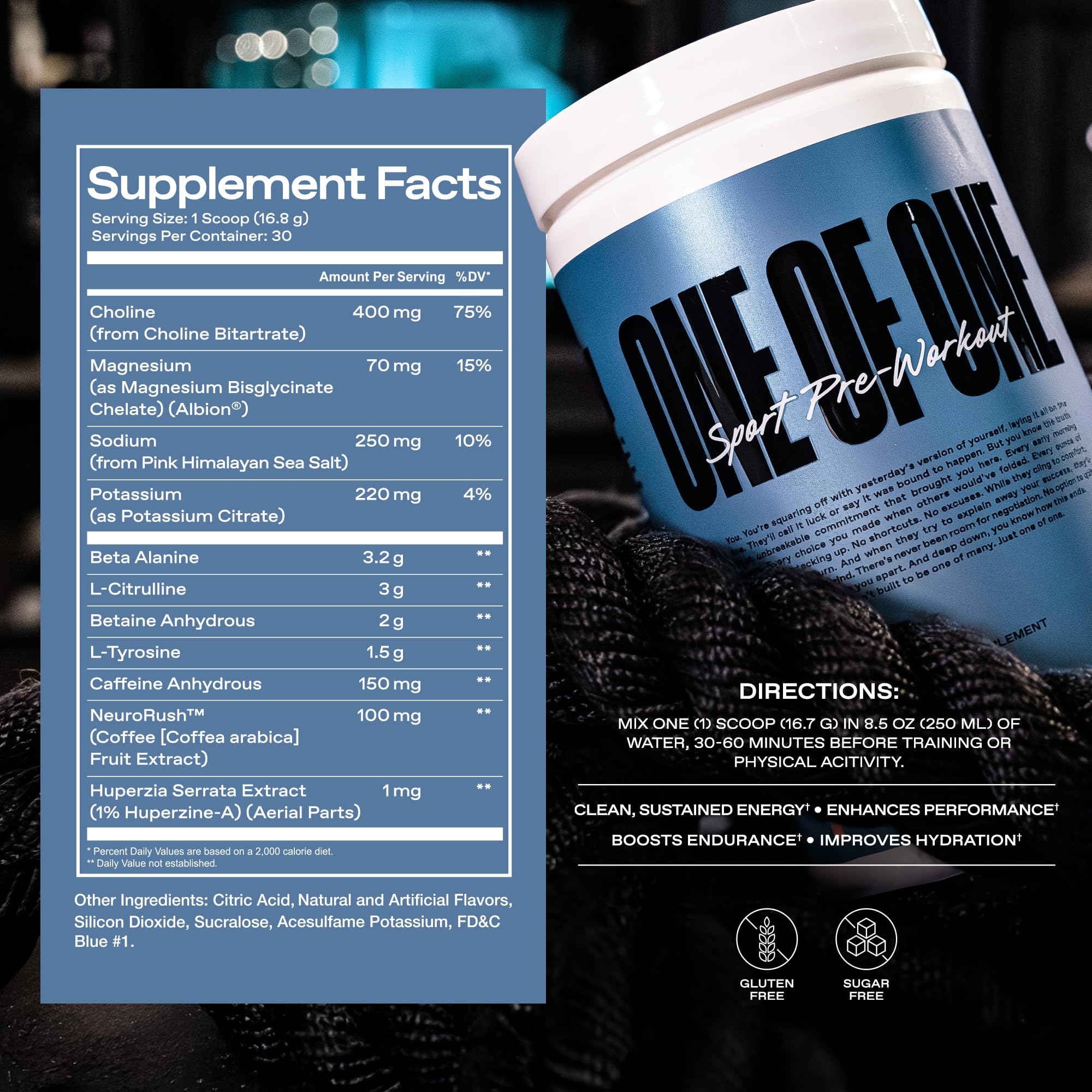 ONE OF ONE athlete training while using pre-workout.