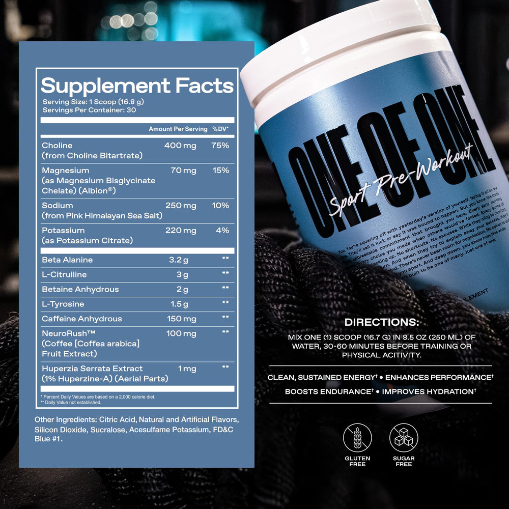 ONE OF ONE athlete training while using pre-workout.