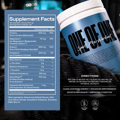 Ingredients panel of ONE OF ONE Sport Pre-Workout with L-Citrulline and Beta-Alanine