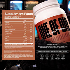 ONE OF ONE Whey protein USA-made cgmp facility badge