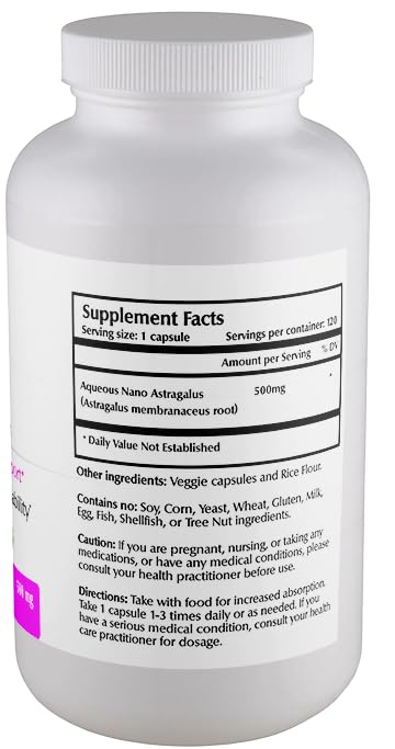 One Planet Nutrition Nano Astragalus capsules close-up highlighting nano-sized absorption benefits.
