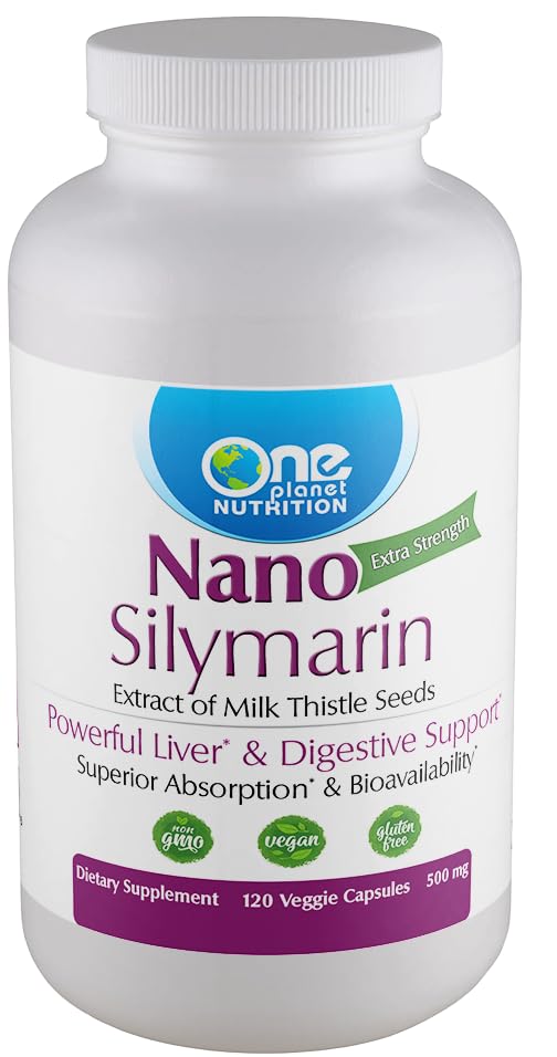 One Planet Nutrition Nano Silymarin capsules close-up showing nano-sized particles for improved absorption