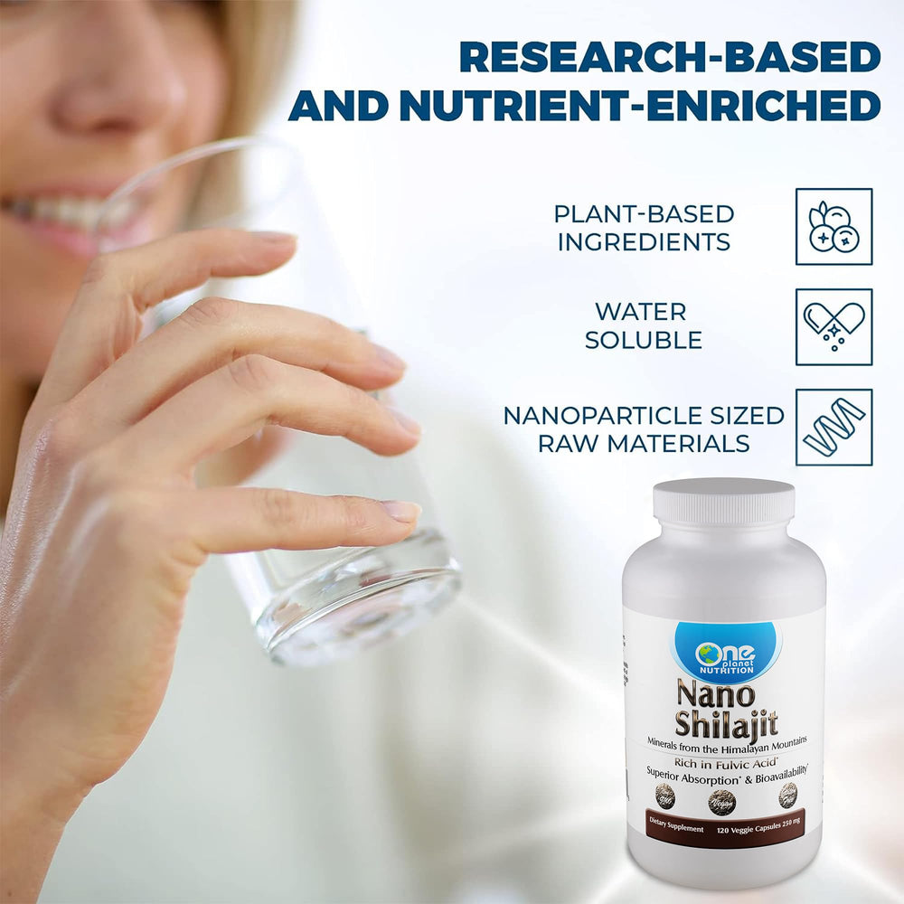 Person adding One Planet Nutrition Nano Shilajit to morning routine for daily wellness.