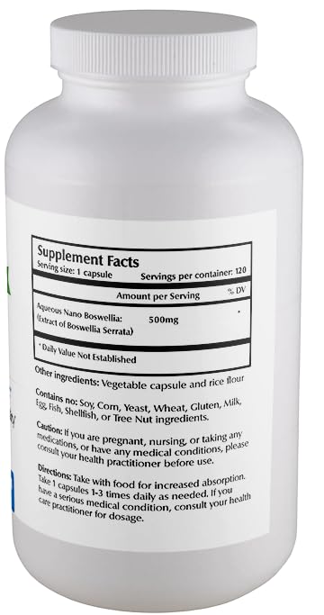 Close-up of Nano Boswellia capsules highlighting nano-sized formulation.