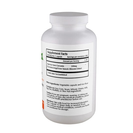 One Planet Nutrition Nano Curcumin capsules close-up showing nano-size particles.