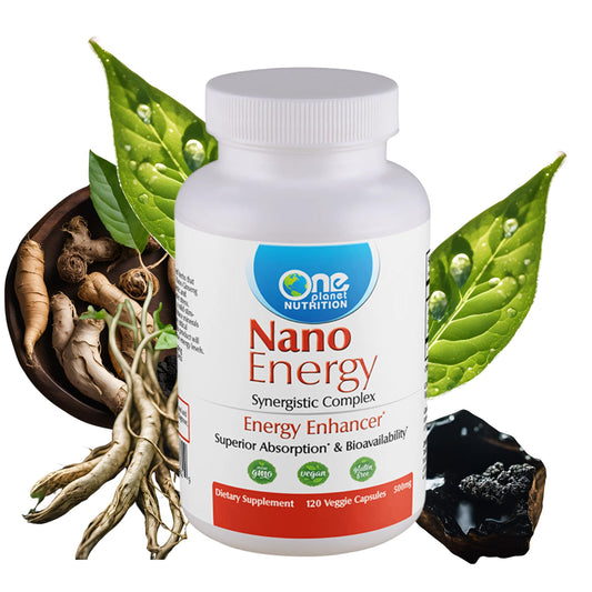One Planet Nutrition Nano Energy capsule close-up for quick, clean energy support.
