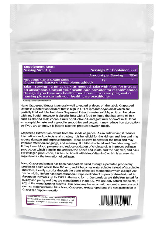 One Planet Nutrition Nano Grape Seed Powder serving scoop for easy daily dose.