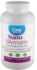 One Planet Nutrition nano silymarin bottle with 250 mg capsules for enhanced absorption.