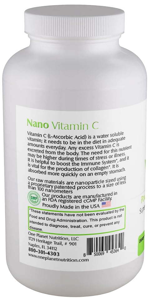 One Planet Nutrition Nano Vitamin C capsules closeup displaying nano-sized particles