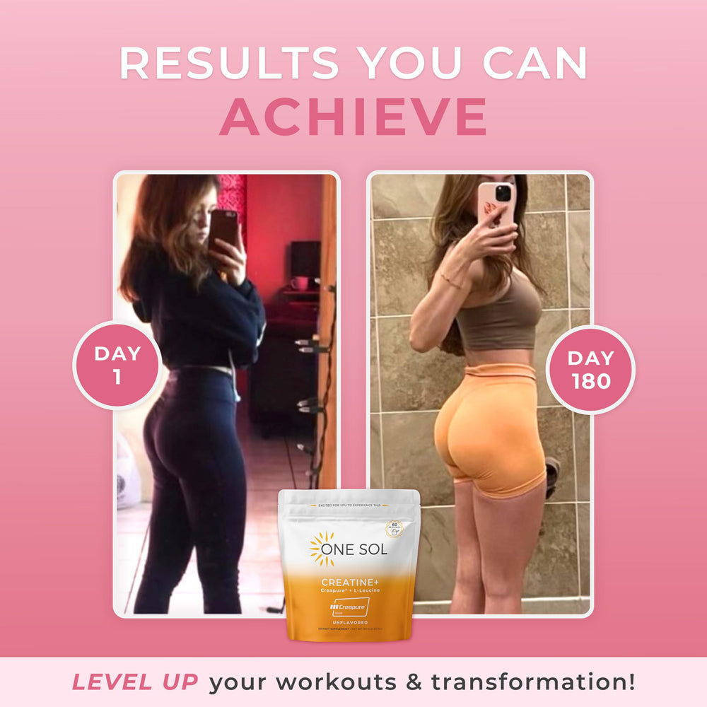 One Sol Creatine para mujeres, ambiente de gimnasio con producto