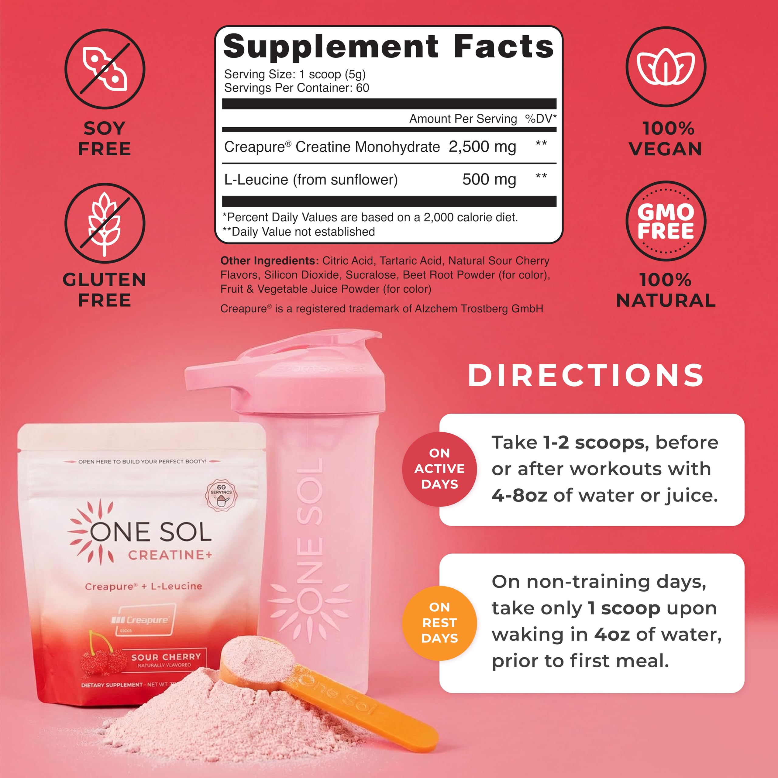Powder being poured into water from One Sol Creatine scoop.