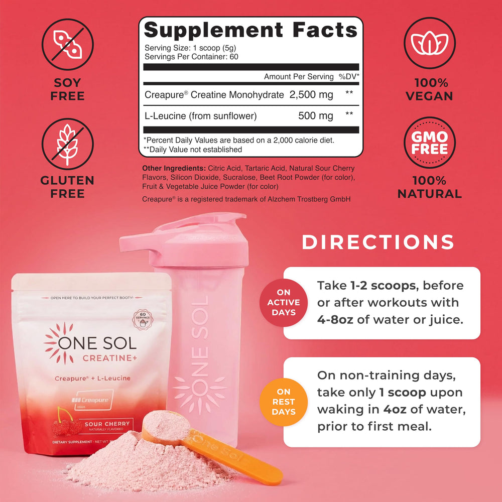 Powder being poured into water from One Sol Creatine scoop.