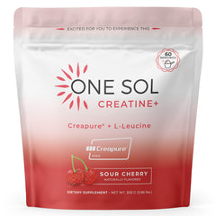 One Sol Creatine for Women bottle with scoop ready to mix for workouts.