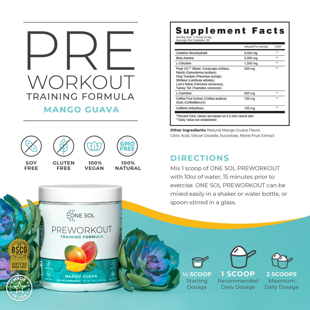 One Sol pre-workout scoop beside the tub for precise dosing before training.