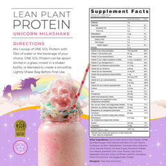 One Sol Unicorn Milkshake shake glass with creamy plant-based protein