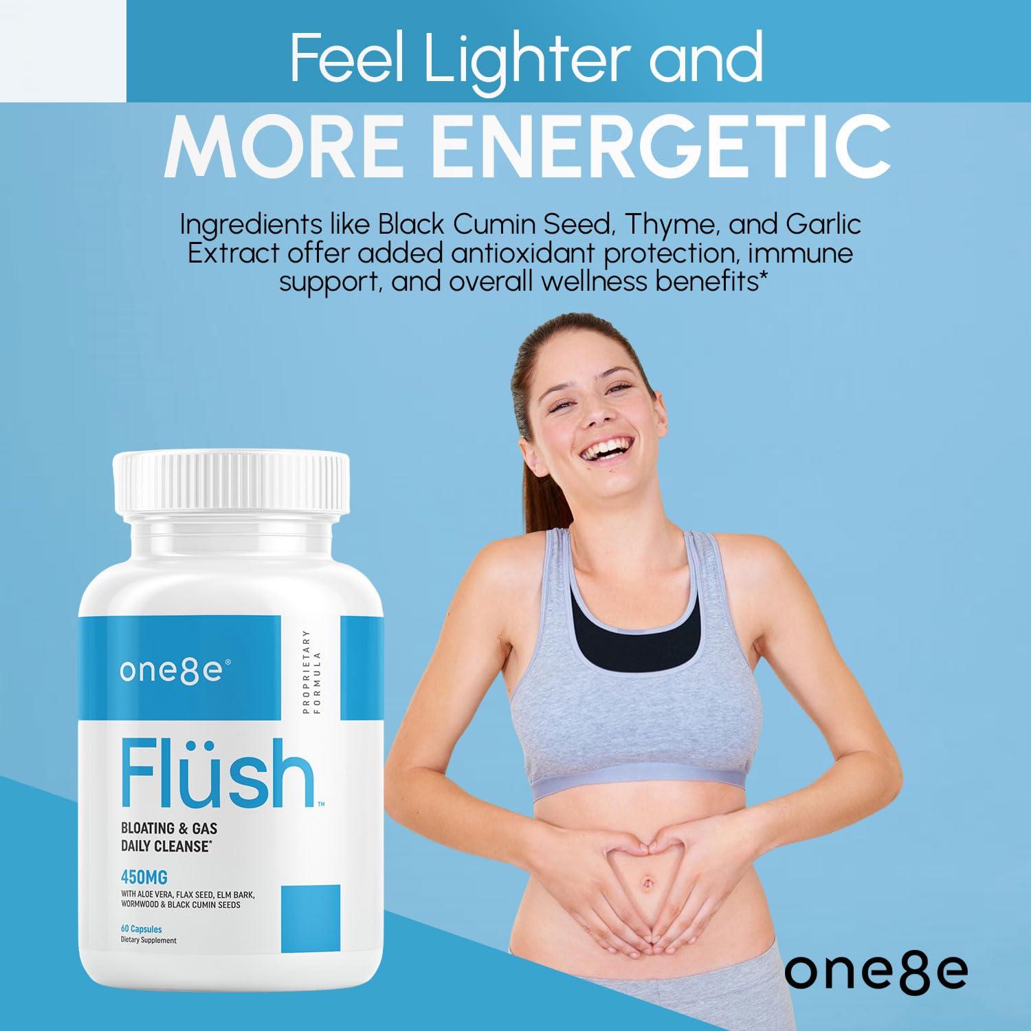 Pouring ONE8E Flüsh capsules into the hand for daily use.