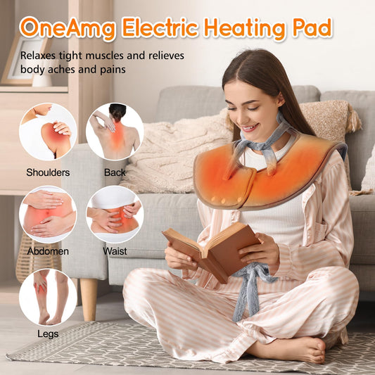 OneAmg heat pad plush-fabric close-up shows soft texture for soothing comfort.
