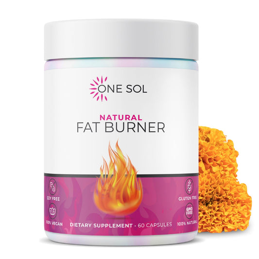 One Sol fat burner bottle front view for active women, supporting energy and metabolism.
