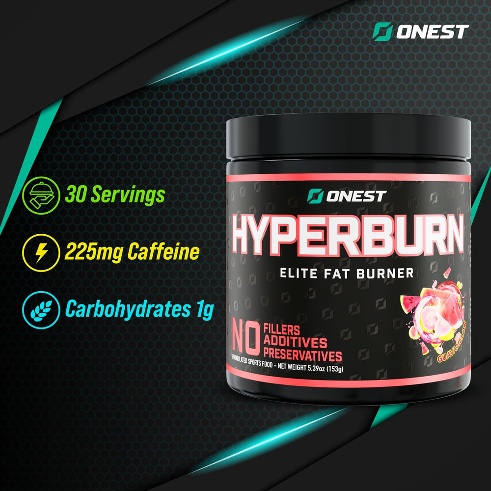 ONEST Hyperburn bottle closeup emphasizes texture and quick energy.