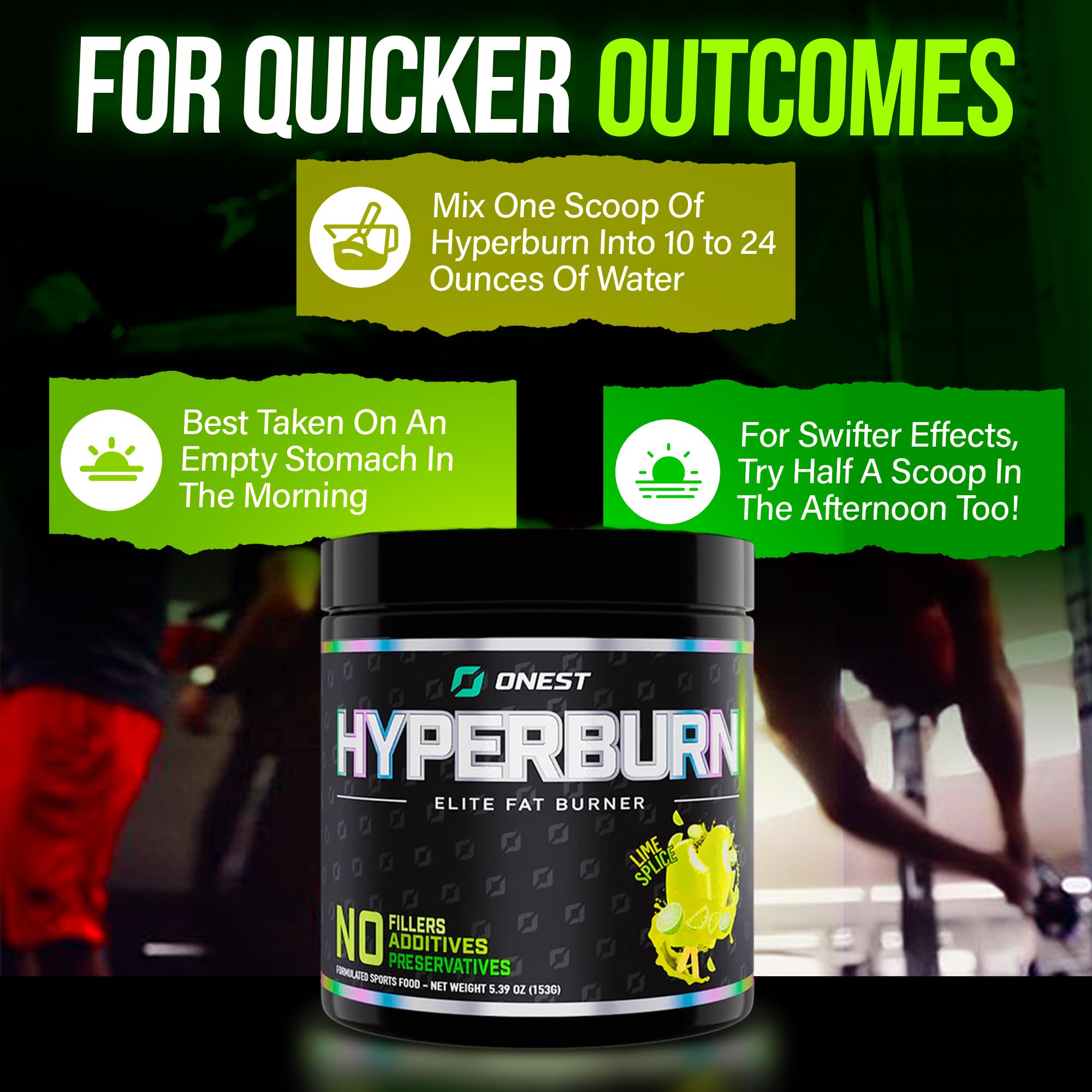 ONEST Hyperburn mixed with water in a glass for a refreshing energy drink.