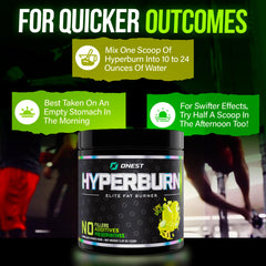 ONEST Hyperburn mixed with water in a glass for a refreshing energy drink.