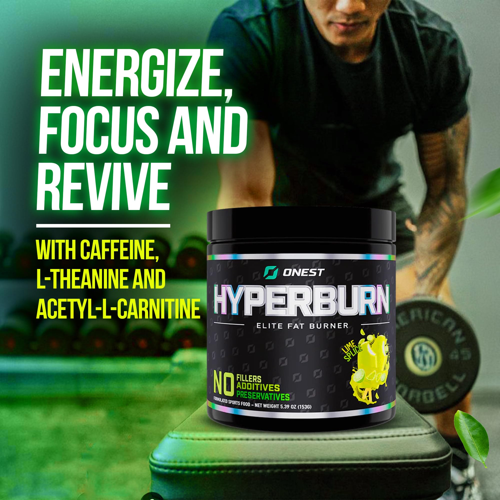 ONEST Hyperburn nutrition facts panel guiding serving size and ingredients.