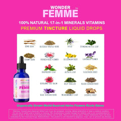 ONETHEFUEL Wonder Femme dropper dispensing tincture for convenient use and quick absorption.