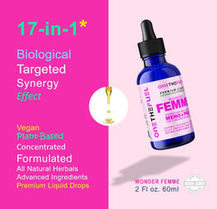 ONETHEFUEL Wonder Femme tincture glass for fast-absorbing herbal relief.